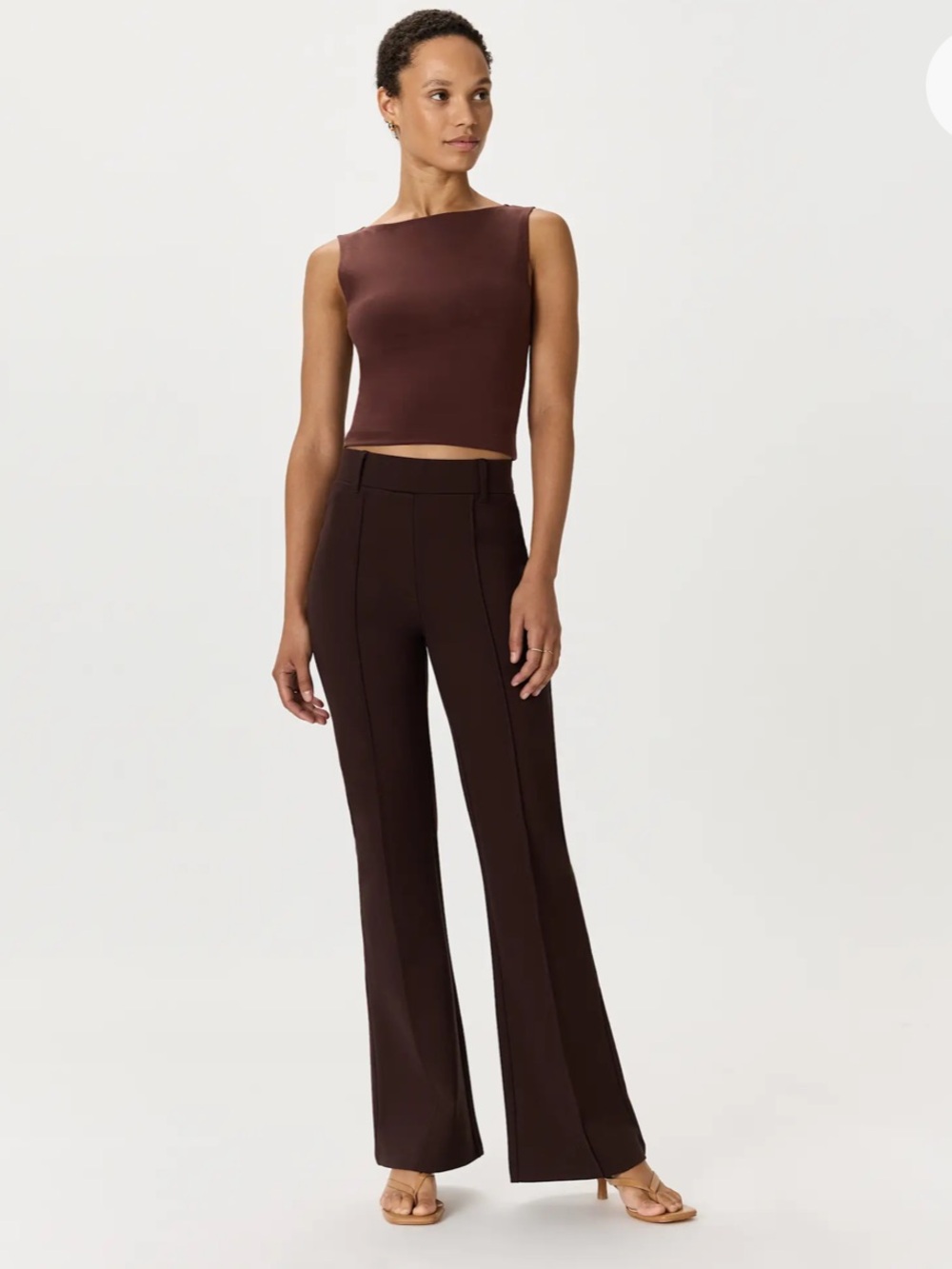 Quince Ultra Stretch Ponte Flare Leg Pants Quiet Luxury in Espresso Size M